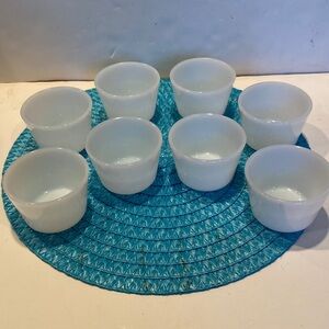Vintage Set of 8 Milk White Glass Custard Cups or Ramekins